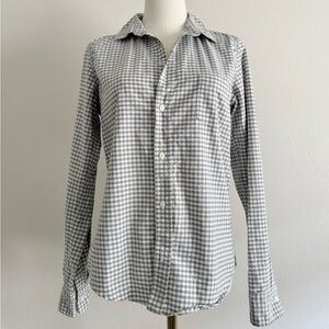 Frank & Eileen Barry Gray Check Gingham Button Down Shirt Women’s Sz S